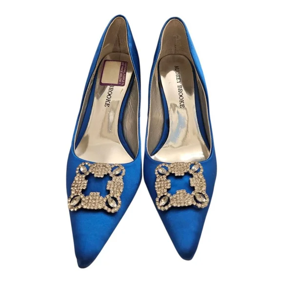 Women's Audrey Brooke Blue Embellished Heels Size 8.5 - Picture 3 of 7